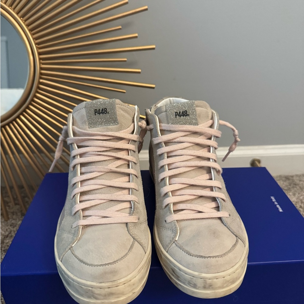P448 High-Top Sneakers in Gray and Pink